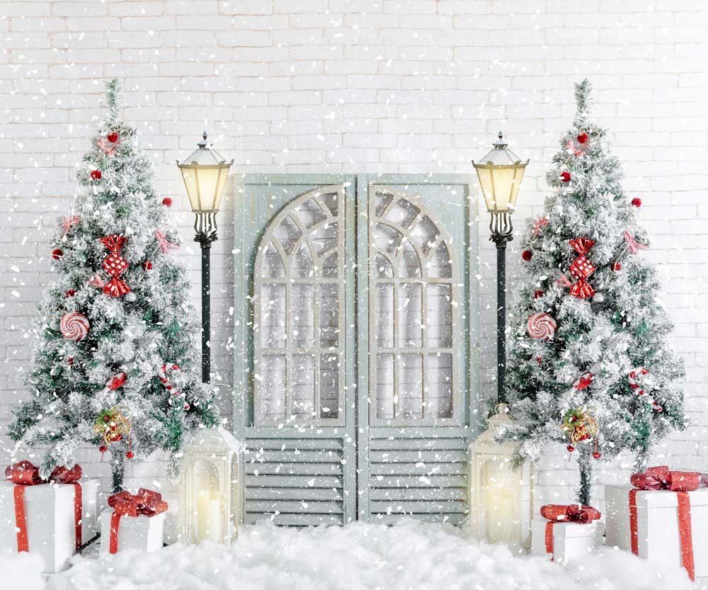 Kate Arbres Neige Noël Lampadaire Toile de fond conçue par Uta Mueller Photographie
