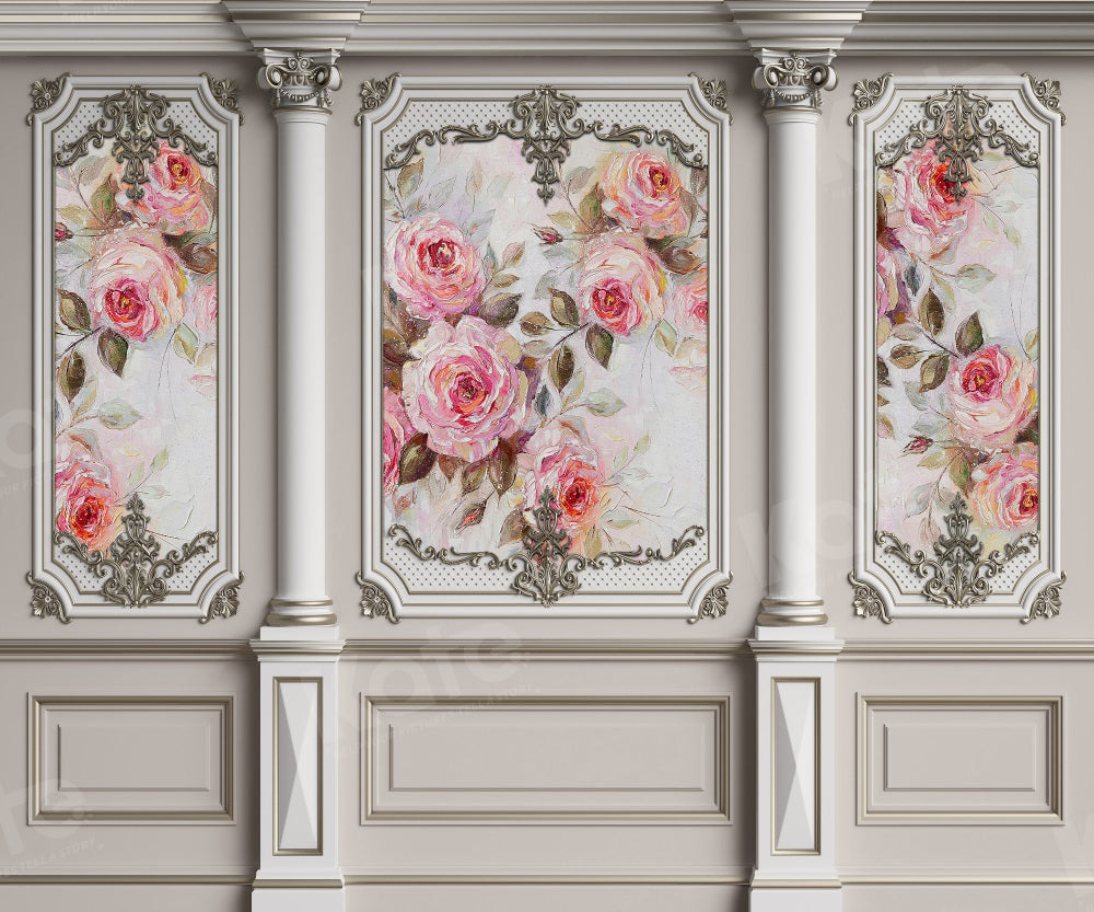 Kate Mur Floral Vintage Blanc Toile de fond pour la photographie - Kate Backdrop FR
