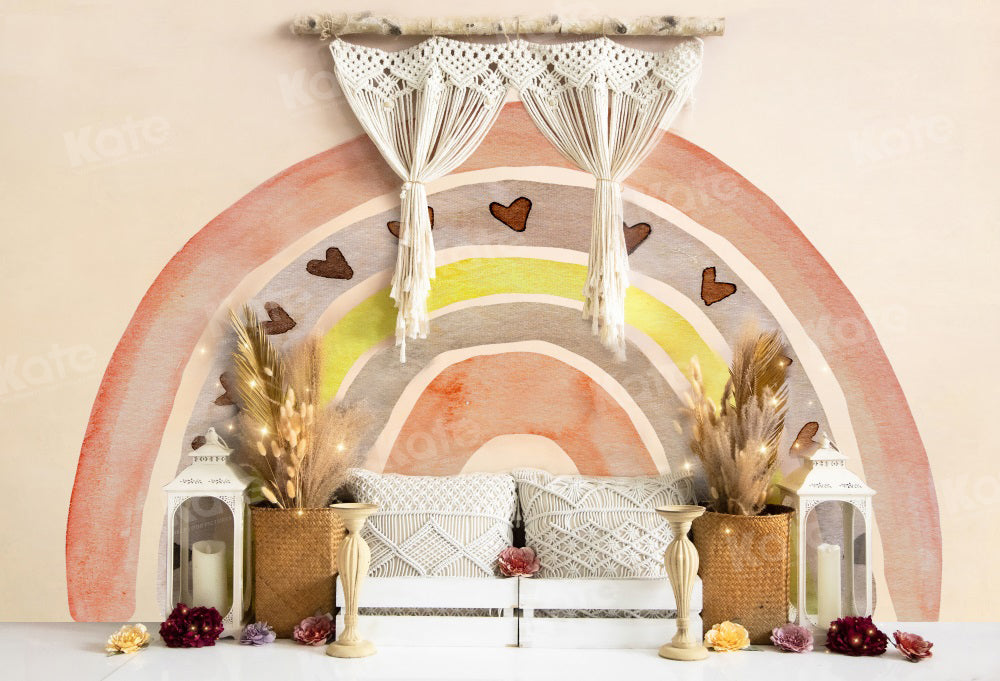 Kate Boho Arc-en-ciel Saint-Valentin Toile de fond pour la photographie - Kate Backdrop FR