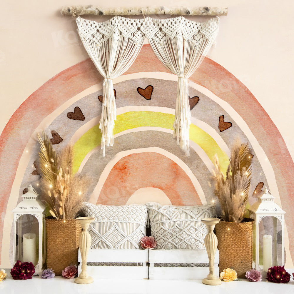Kate Boho Arc-en-ciel Saint-Valentin Toile de fond pour la photographie - Kate Backdrop FR
