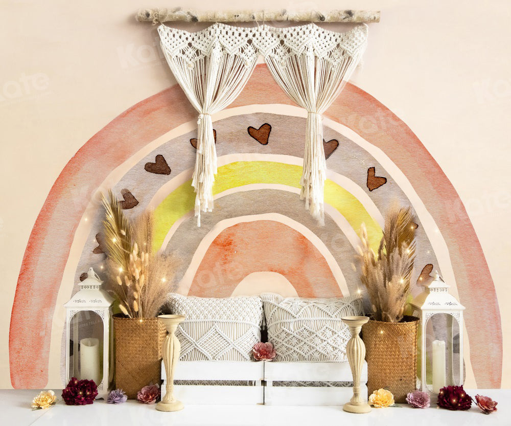Kate Boho Arc-en-ciel Saint-Valentin Toile de fond pour la photographie - Kate Backdrop FR