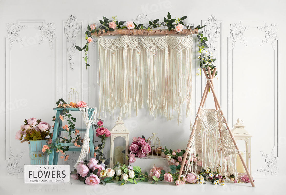 Kate Fleurs Tente Boho Printemps Toile de fond pour la photographie - Kate Backdrop FR