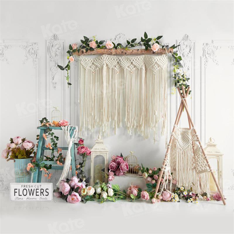 Kate Fleurs Tente Boho Printemps Toile de fond pour la photographie - Kate Backdrop FR