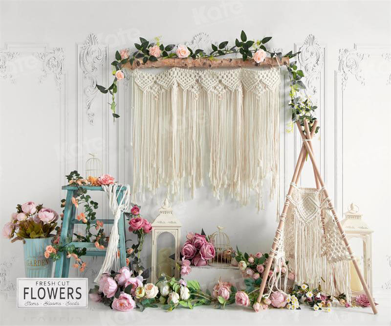 Kate Fleurs Tente Boho Printemps Toile de fond pour la photographie - Kate Backdrop FR