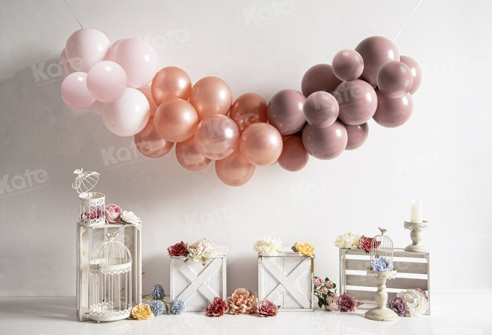 Kate Ballons Boho Fleurs Printemps Toile de fond pour la photographie