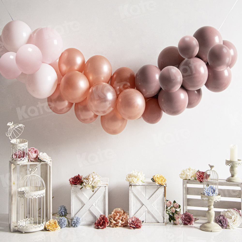 Kate Ballons Boho Fleurs Printemps Toile de fond pour la photographie