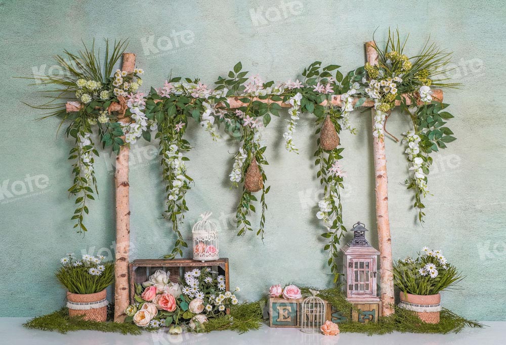 Kate Fleurs Printemps Plantes Vert Toile de fond conçu par Emetselch - Kate Backdrop FR