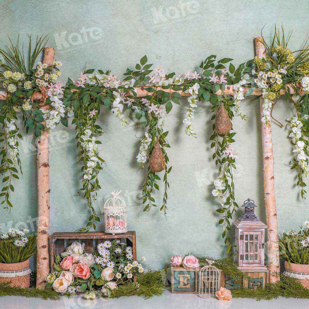 Kate Fleurs Printemps Plantes Vert Toile de fond conçu par Emetselch - Kate Backdrop FR