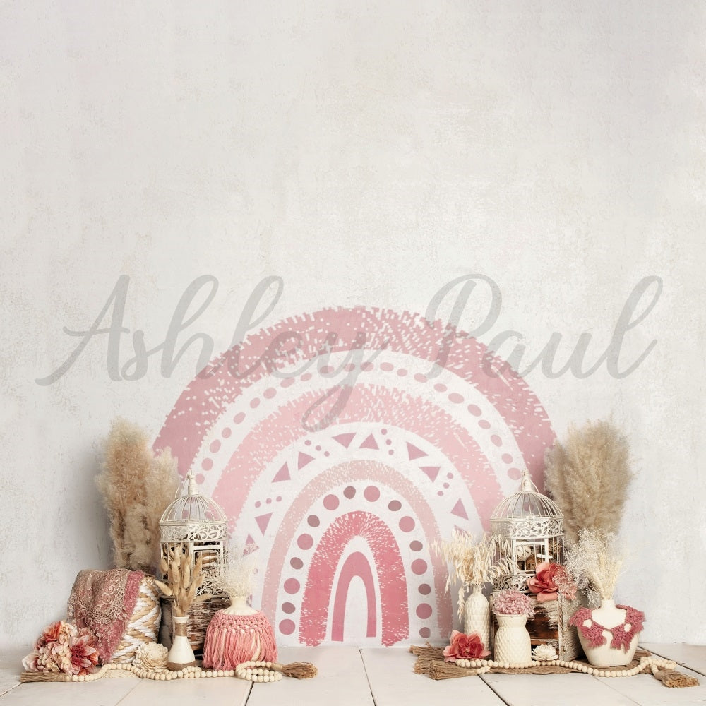 Kate Boho Arc-en-ciel Rose Toile de fond conçu par Ashley Paul - Kate Backdrop FR