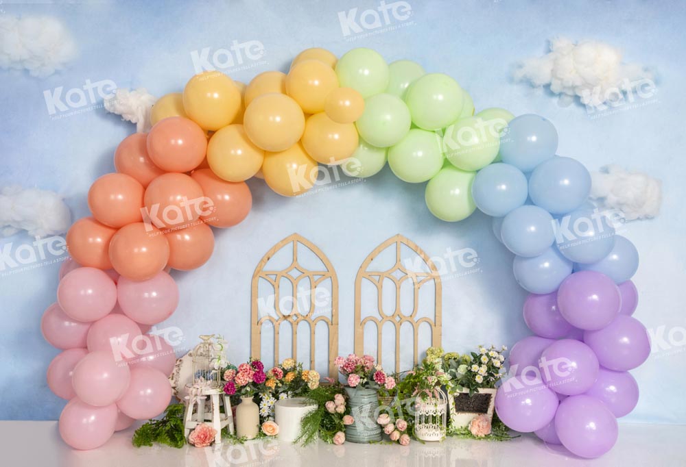 Kate Anniversaire Ballons Ciel Fleur Toile de fond conçu par Emetselch