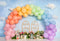 Kate Anniversaire Ballons Ciel Fleur Toile de fond conçu par Emetselch - Kate Backdrop FR