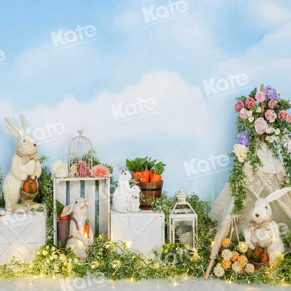 Kate Tente Camping Lapin Printemps Pâques Lumière Toile de fond conçue par Emetselch