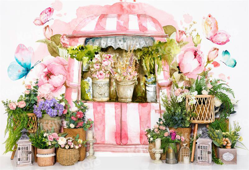Kate Aquarelle Fleurs Printemps Rose Toile de fond pour la photographie - Kate Backdrop FR