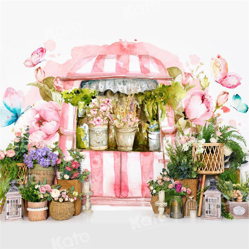 Kate Aquarelle Fleurs Printemps Rose Toile de fond pour la photographie - Kate Backdrop FR