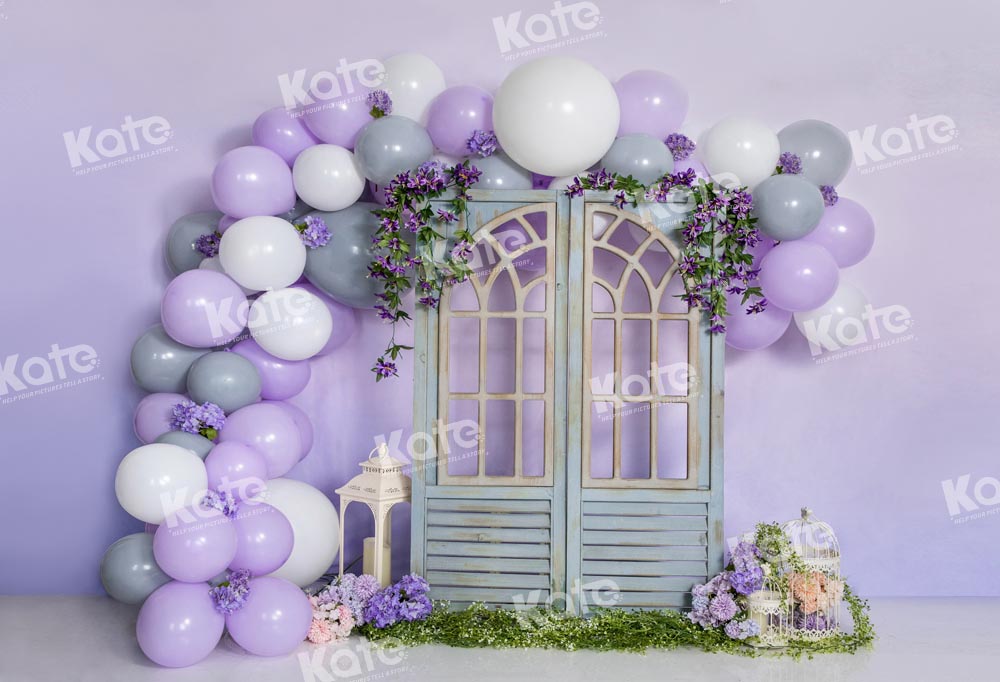 Kate Jardin Éden Ballons Violet Printemps Toile de fond conçu par Emetselch - Kate Backdrop FR