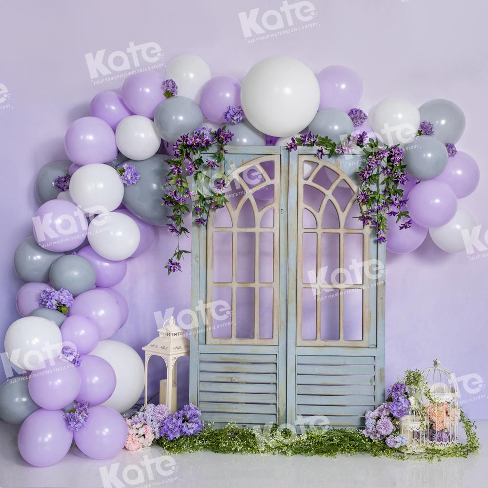 Kate Jardin Éden Ballons Violet Printemps Toile de fond conçu par Emetselch - Kate Backdrop FR