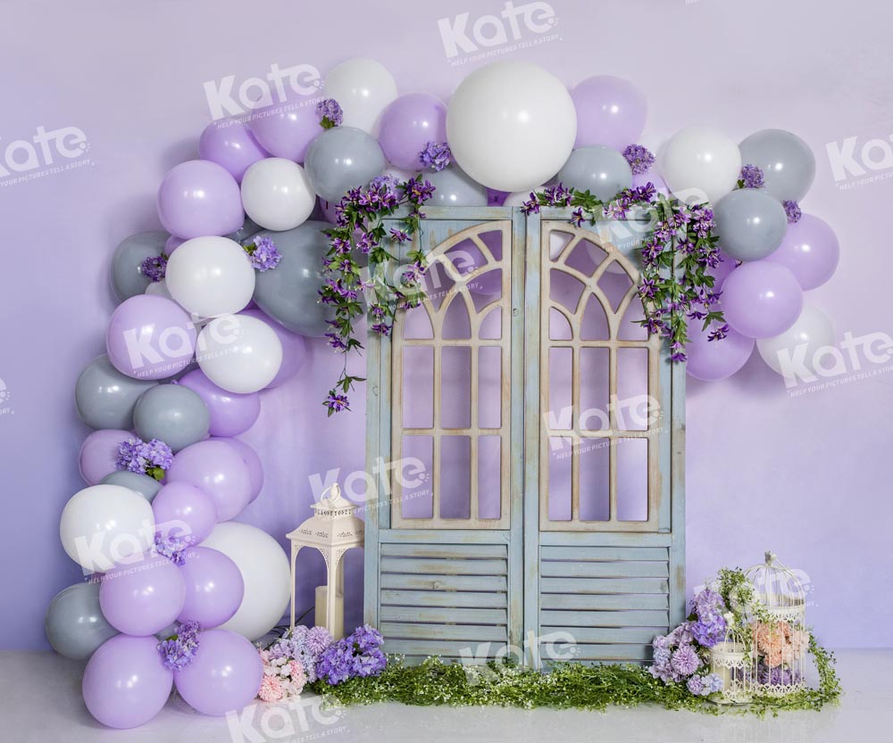 Kate Jardin Éden Ballons Violet Printemps Toile de fond conçu par Emetselch - Kate Backdrop FR