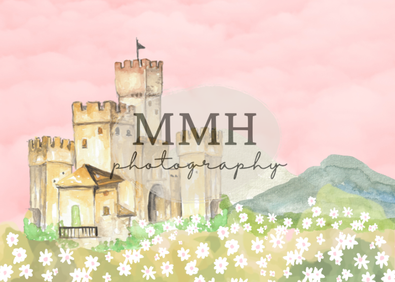 Kate Il était une fois une toile de fond du château de princesse conçu par Melissa McCraw-Hummer - Kate Backdrop FR