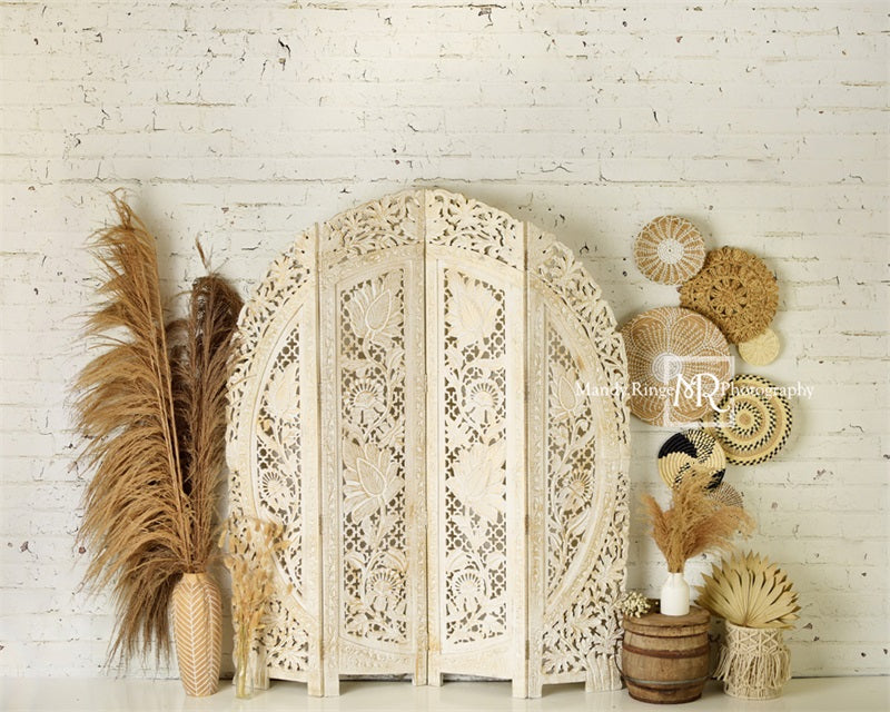 Kate Boho Herbe des pampas Beige Toile de fond conçue par Mandy Ringe Photographie
