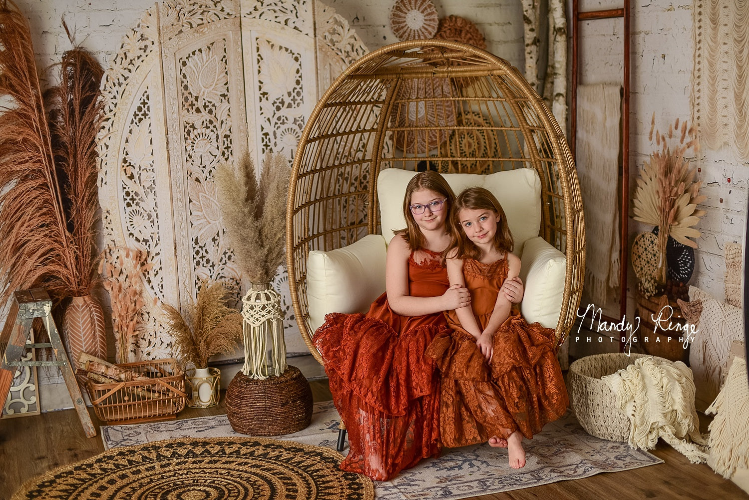 Kate Boho Herbe des pampas Beige Toile de fond conçue par Mandy Ringe Photographie