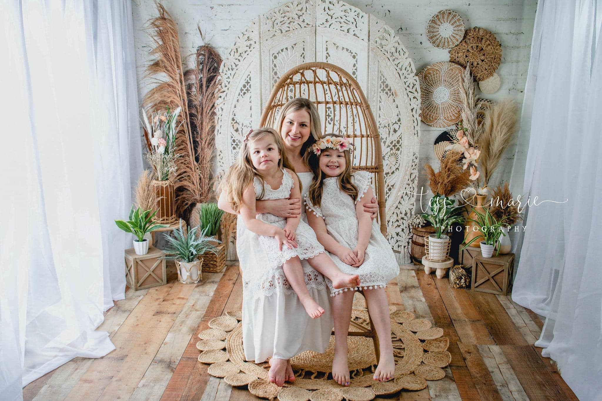 Kate Boho Herbe des pampas Beige Toile de fond conçue par Mandy Ringe Photographie