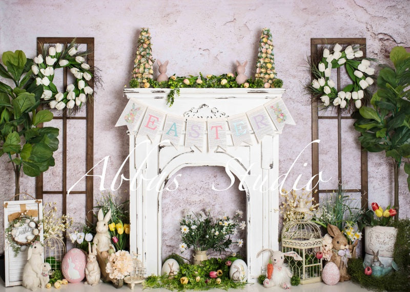 Kate Cheminée Lapin Pâques Printemps Toile de fond conçue par Abbas Studio - Kate Backdrop FR