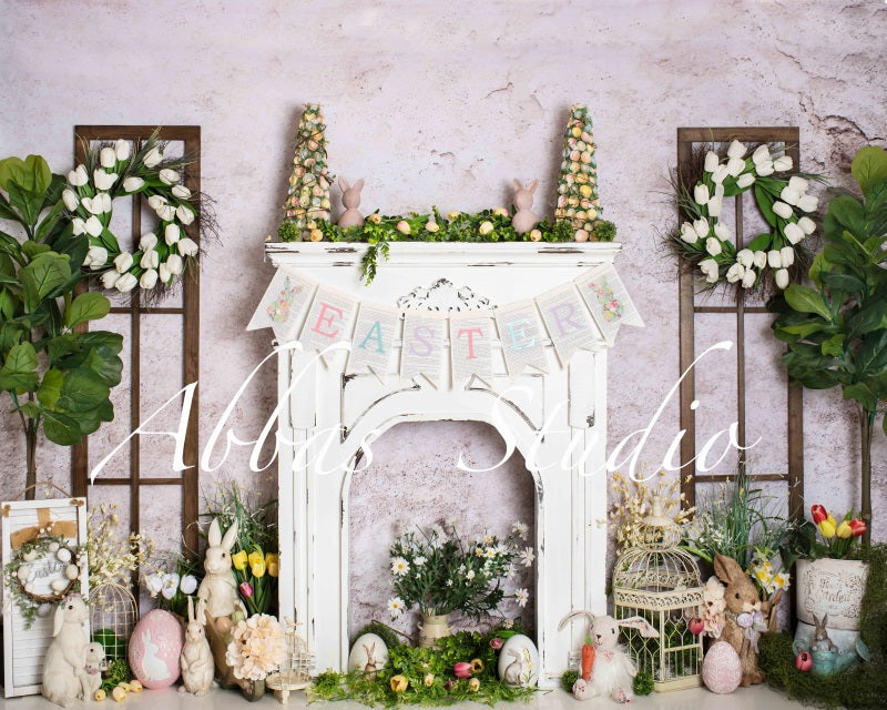Kate Cheminée Lapin Pâques Printemps Toile de fond conçue par Abbas Studio - Kate Backdrop FR