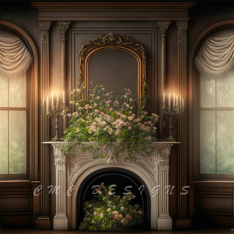 Kate Mur Fenêtre chaleureuse Manoir Victorien Toile de fond conçu par Candice Compton