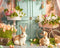 Kate Fleurs Lapin Pâques Porte Vert Toile de fond Conçu par Mini MakeBelieve - Kate Backdrop FR