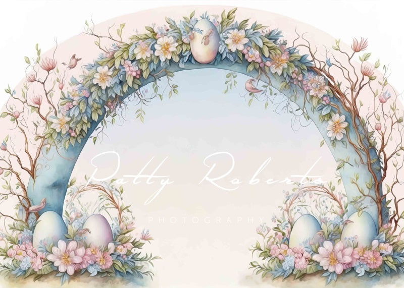 Kate Arc de fleurs Oeufs Pâques Rose Toile de fond Conçu par Patty Robert