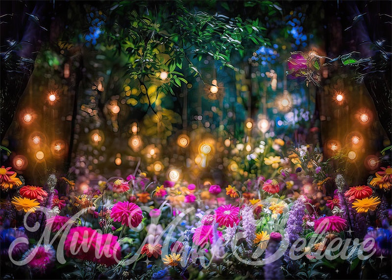 Kate Nuit Forêt Fées Beaux-arts Fleurs Toile de fond Conçu par Mini MakeBelieve