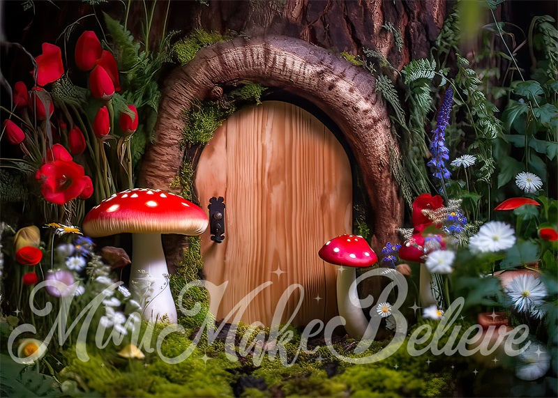 Kate Toile de fond de fée de porte de champignon de bois de beaux-arts Conçu par Mini MakeBelieve