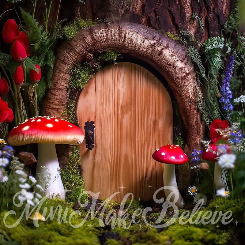 Kate Toile de fond de fée de porte de champignon de bois de beaux-arts Conçu par Mini MakeBelieve