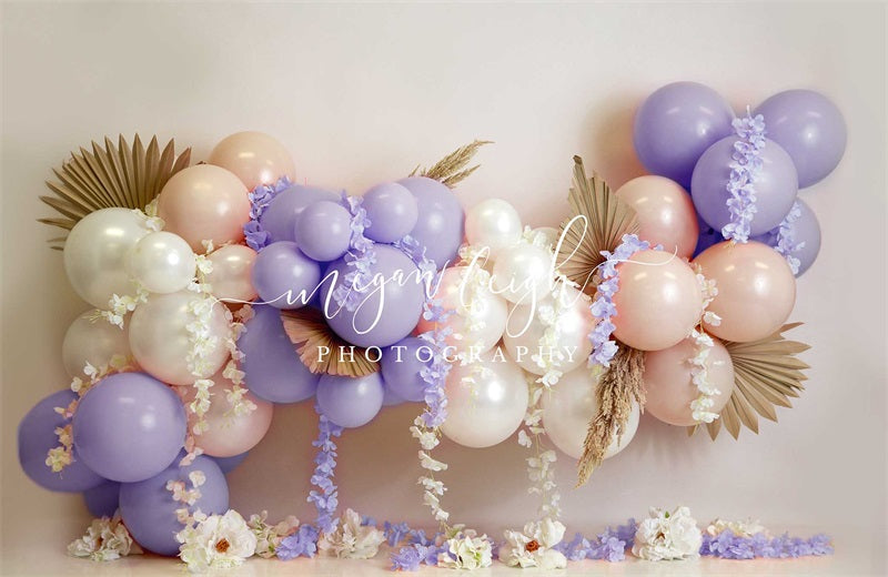 Kate Ballons Lavande Fleurs Toile de fond conçue par Megan Leigh