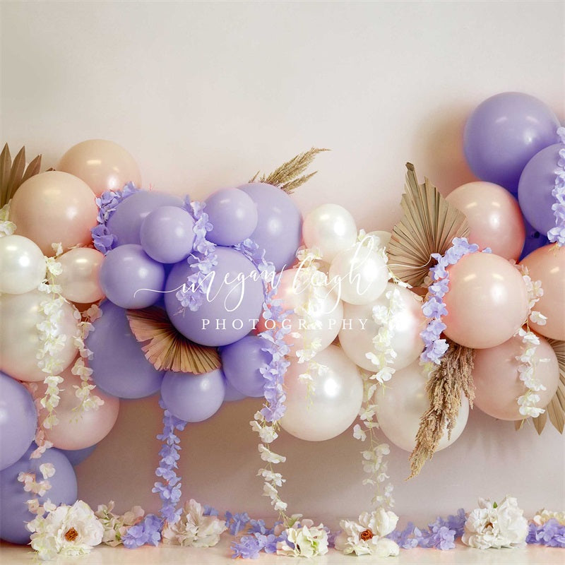 Kate Ballons Lavande Fleurs Toile de fond conçue par Megan Leigh