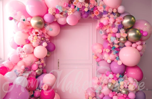 Kate Art pictural Fleurs Arche de ballons Rose Porte Toile de fond conçue par Mini MakeBelieve