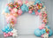 Kate Pictural Bleu Rose Bébé Ballons Anniversaire Toile de fond conçue par Mini MakeBelieve - Kate Backdrop FR