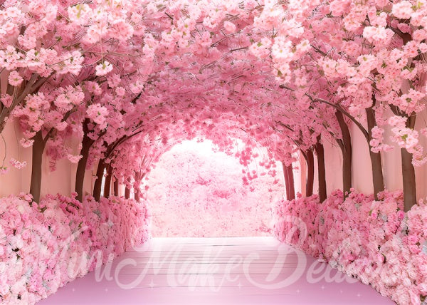 Kate Fleur de cerisier Tunnel Rose Anniversaire Toile de fond conçue par Mini MakeBelieve