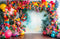 Kate Beaux-Arts Tropical Arche de ballons Mur d'aquarelle Toile de fond conçue par Mini MakeBelieve - Kate Backdrop FR