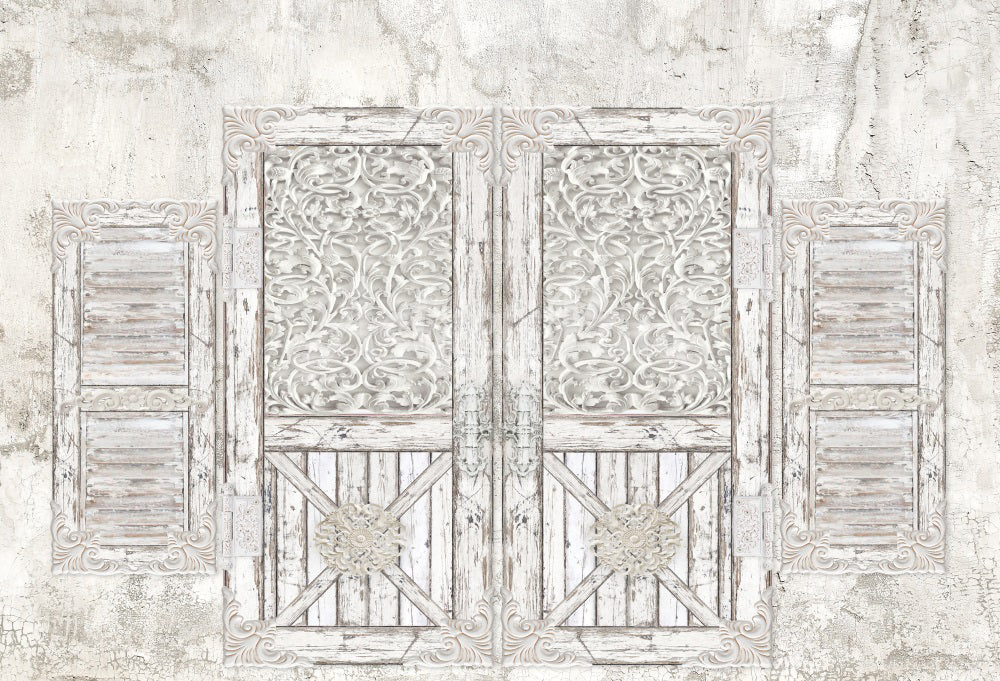 Kate Minable Chic Portes vieillies Ferme Toile de fond conçu par Ashley Paul - Kate Backdrop FR