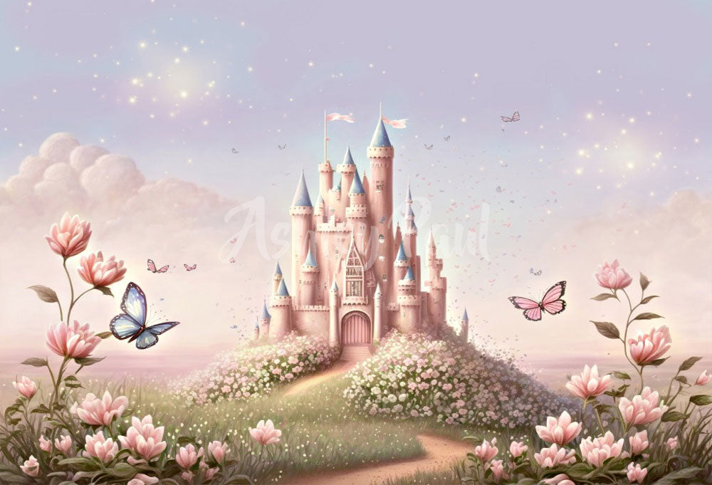 Kate Prairie château Fleurs Toile de fond conçu par Ashley Paul - Kate Backdrop FR