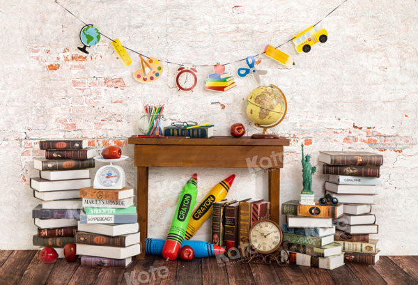 Kate Toile de fond Livres Crayon Retour à l'école conçu par Emetselch - Kate Backdrop FR