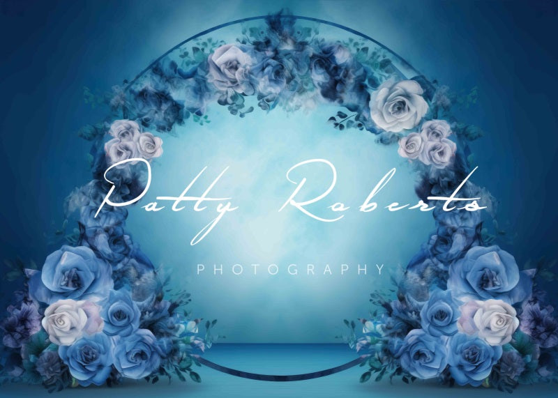 Kate Toile de fond Bleu Aquarelle boucle de fleur Conçu par Patty Robert - Kate Backdrop FR