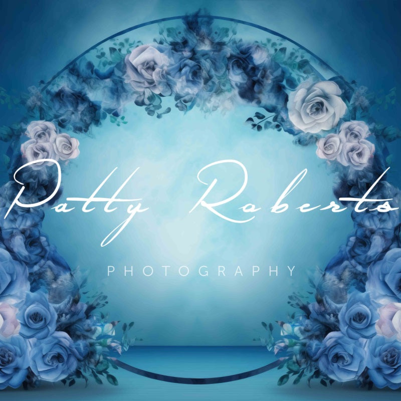 Kate Toile de fond Bleu Aquarelle boucle de fleur Conçu par Patty Robert - Kate Backdrop FR