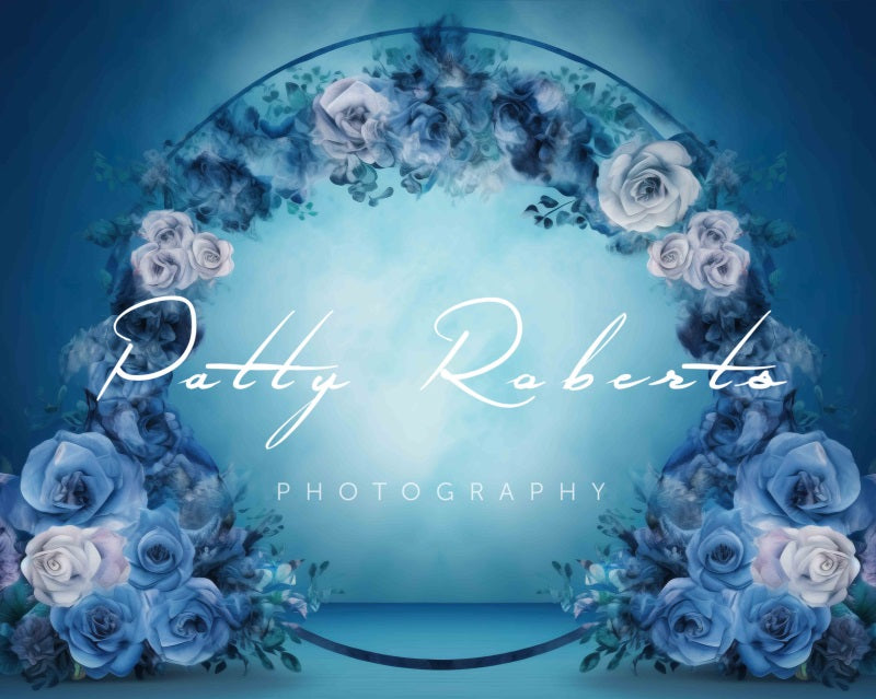 Kate Toile de fond Bleu Aquarelle boucle de fleur Conçu par Patty Robert