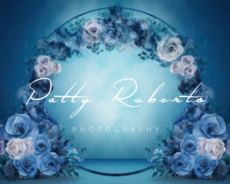 Kate Toile de fond Bleu Aquarelle boucle de fleur Conçu par Patty Robert - Kate Backdrop FR