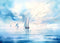 Kate Aquarelle Mer bleue Bateaux Toile de fond conçu par Patty Robert - Kate Backdrop FR