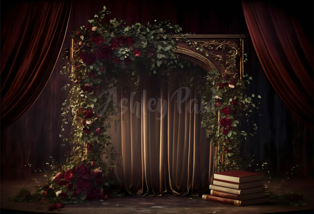 Kate Mur Belles roses Sombre Toile de fond conçu par Ashley Paul - Kate Backdrop FR