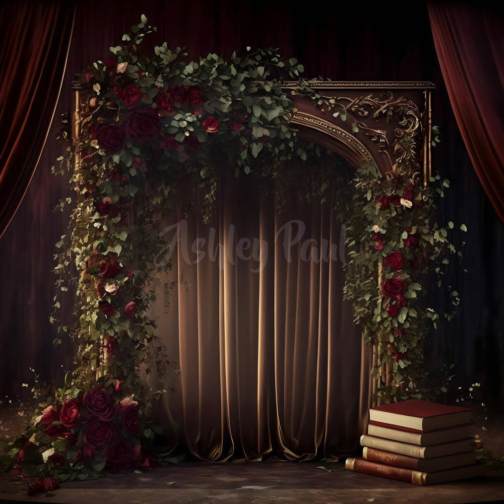 Kate Mur Belles roses Sombre Toile de fond conçu par Ashley Paul - Kate Backdrop FR