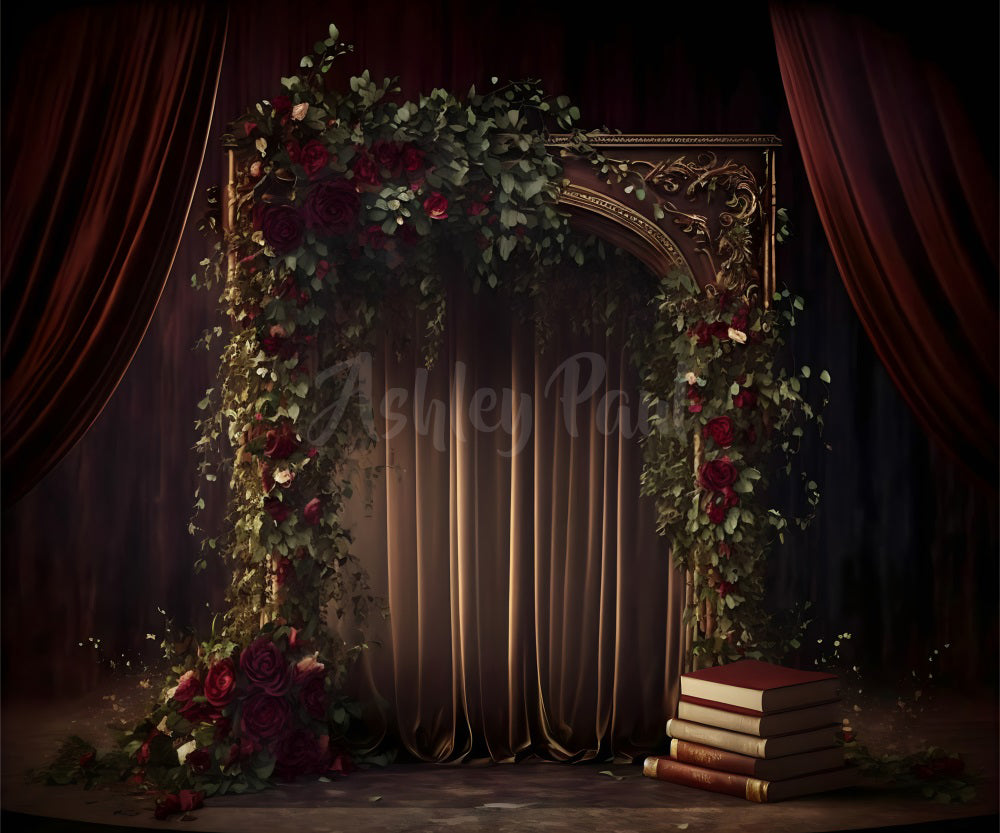 Kate Mur Belles roses Sombre Toile de fond conçu par Ashley Paul - Kate Backdrop FR